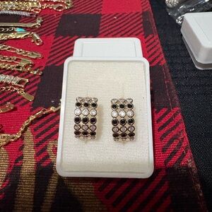 Elegant Black and Silver Stud Earrings